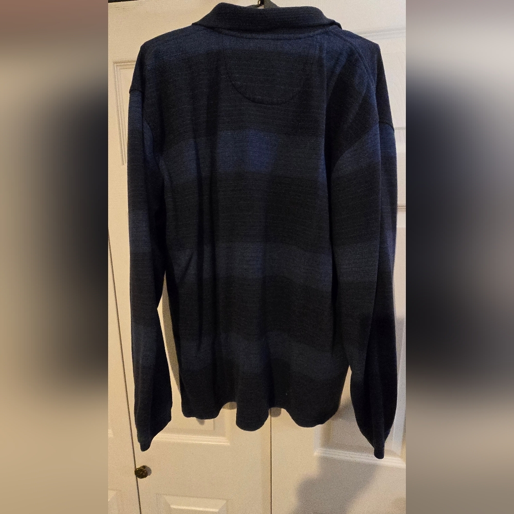 Men's Black and Blue Striped Sweater
